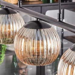 Lampes À Boules-hofstein Koyoto Suspension, Boule lumineuse, Suspension Ambre, 3 lumières
