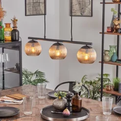 Lampes À Boules-hofstein Koyoto Suspension, Boule lumineuse, Suspension Ambre, 3 lumières