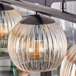 hofstein Koyoto Suspension, Boule lumineuse, Suspension Ambre, Clair, 3 lumières