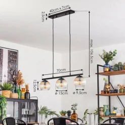 hofstein Koyoto Suspension, Boule lumineuse, Suspension Ambre, Clair, 3 lumières