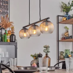 hofstein Koyoto Suspension, Boule lumineuse, Suspension Ambre, Clair, 3 lumières