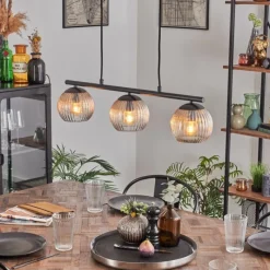 hofstein Koyoto Suspension, Boule lumineuse, Suspension Ambre, Clair, 3 lumières