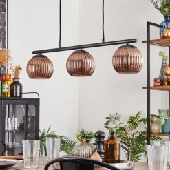 hofstein Koyoto Suspension, Boule lumineuse, Suspension Cuivré, 3 lumières