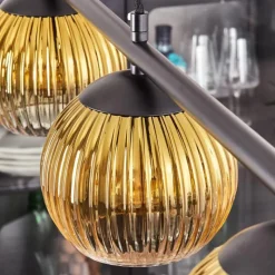 Lampes Dorées-hofstein Koyoto Suspension, Boule lumineuse, Suspension Or, Clair, 4 lumières