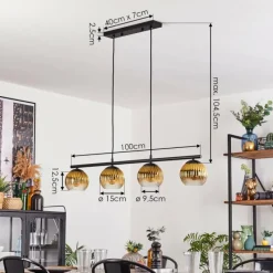 Lampes Dorées-hofstein Koyoto Suspension, Boule lumineuse, Suspension Or, Clair, 4 lumières