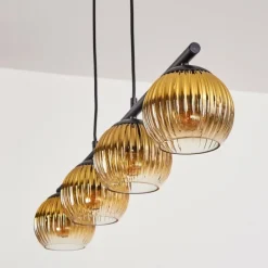 Lampes Dorées-hofstein Koyoto Suspension, Boule lumineuse, Suspension Or, Clair, 4 lumières