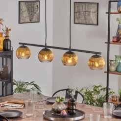 Lampes Dorées-hofstein Koyoto Suspension, Boule lumineuse, Suspension Or, Clair, 4 lumières