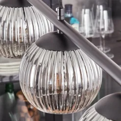 hofstein Koyoto Suspension, Boule lumineuse, Suspension Clair, Fumé, 4 lumières