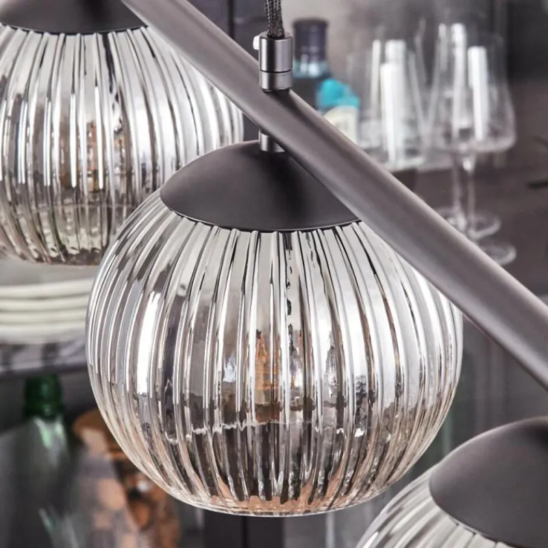 hofstein Koyoto Suspension, Boule lumineuse, Suspension Clair, Fumé, 4 lumières