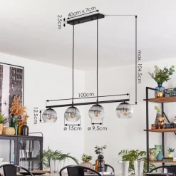 hofstein Koyoto Suspension, Boule lumineuse, Suspension Clair, Fumé, 4 lumières