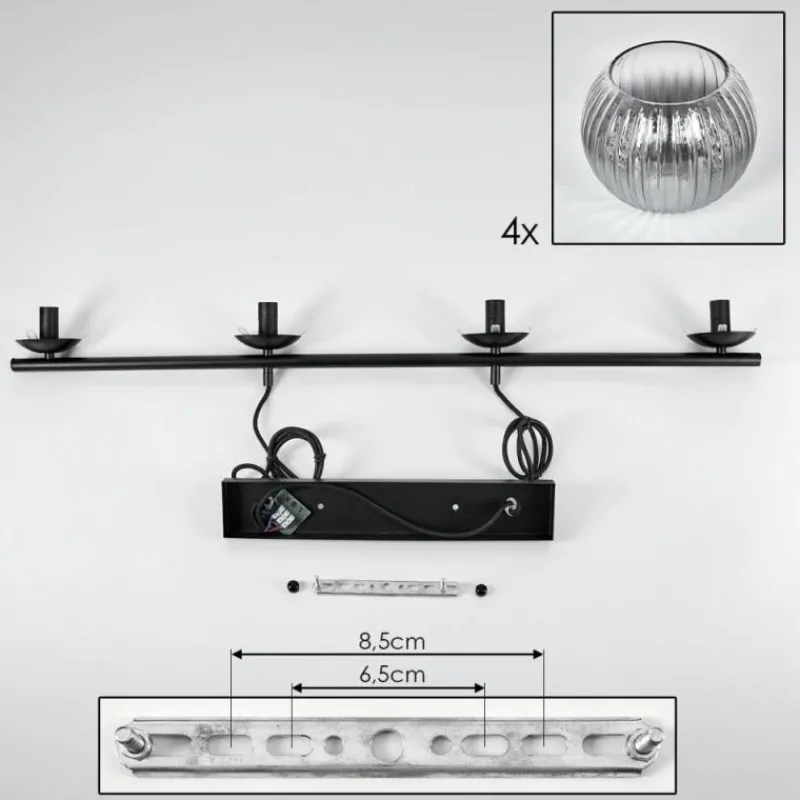 hofstein Koyoto Suspension, Boule lumineuse, Suspension Clair, Fumé, 4 lumières