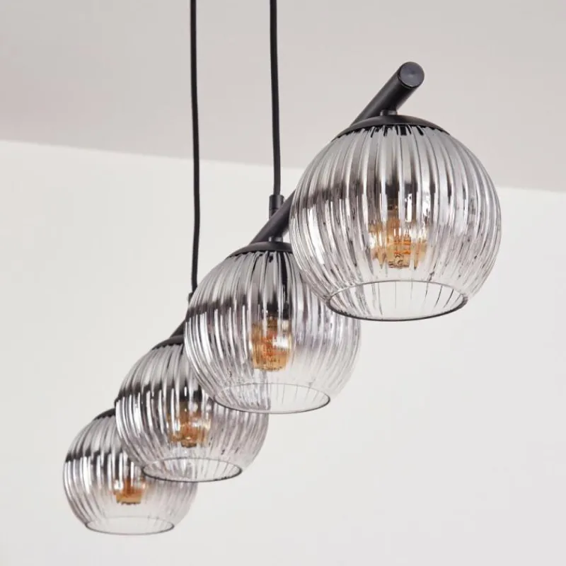 hofstein Koyoto Suspension, Boule lumineuse, Suspension Clair, Fumé, 4 lumières