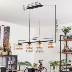 hofstein Koyoto Suspension, Boule lumineuse, Suspension Ambre, 4 lumières