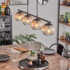 hofstein Koyoto Suspension, Boule lumineuse, Suspension Ambre, Clair, 4 lumières