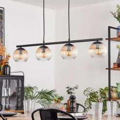 hofstein Koyoto Suspension, Boule lumineuse, Suspension Ambre, Clair, 4 lumières