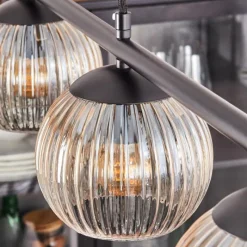 hofstein Koyoto Suspension, Boule lumineuse, Suspension Ambre, Clair, 4 lumières