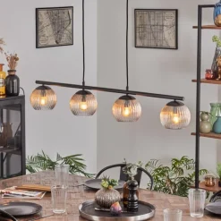 hofstein Koyoto Suspension, Boule lumineuse, Suspension Ambre, Clair, 4 lumières