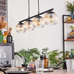 hofstein Koyoto Suspension, Boule lumineuse, Suspension Ambre, Clair, 4 lumières