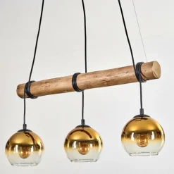 Lampes Dorées-hofstein Koyoto Suspension, Boule lumineuse, Suspension Écru, Noir, 3 lumières