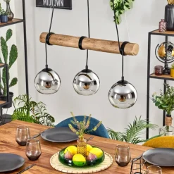 hofstein Koyoto Suspension, Boule lumineuse, Suspension Écru, Noir, 3 lumières