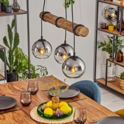 hofstein Koyoto Suspension, Boule lumineuse, Suspension Écru, Noir, 3 lumières