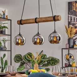 hofstein Koyoto Suspension, Boule lumineuse, Suspension Écru, Noir, 3 lumières