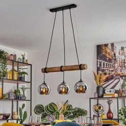 hofstein Koyoto Suspension, Boule lumineuse, Suspension Écru, Noir, 3 lumières