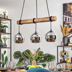 hofstein Koyoto Suspension, Boule lumineuse, Suspension Écru, Noir, 3 lumières