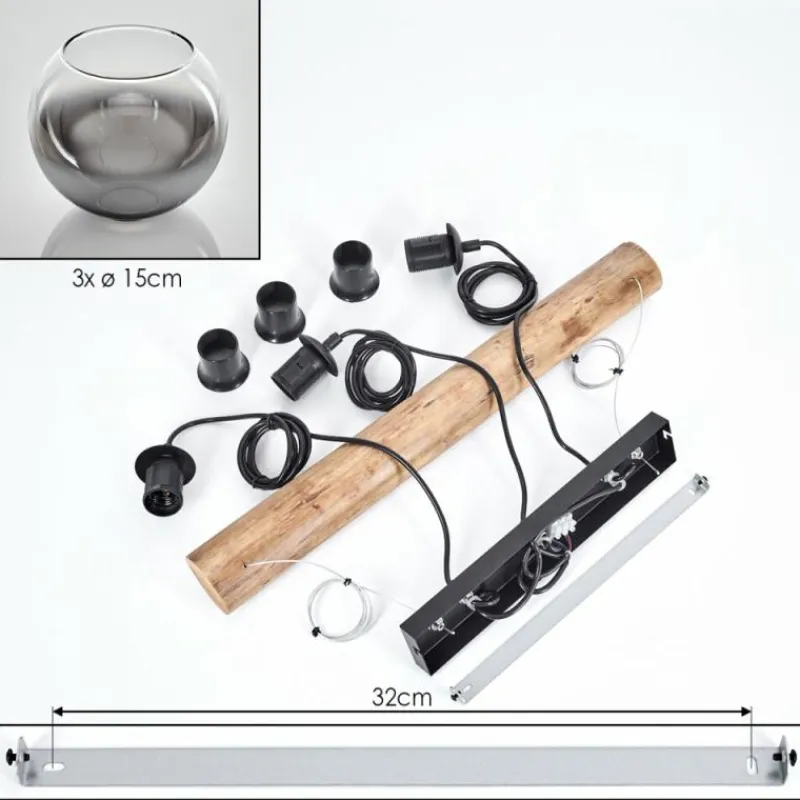 hofstein Koyoto Suspension, Boule lumineuse, Suspension Écru, Noir, 3 lumières