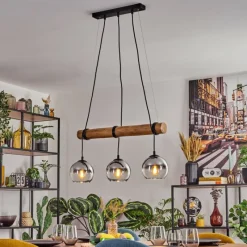 hofstein Koyoto Suspension, Boule lumineuse, Suspension Écru, Noir, 3 lumières