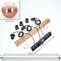 hofstein Koyoto Suspension, Boule lumineuse, Suspension Écru, Noir, 3 lumières