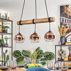 hofstein Koyoto Suspension, Boule lumineuse, Suspension Écru, Noir, 3 lumières