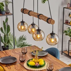 hofstein Koyoto Suspension, Boule lumineuse, Suspension Écru, Noir, 4 lumières