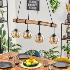 hofstein Koyoto Suspension, Boule lumineuse, Suspension Écru, Noir, 4 lumières