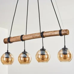hofstein Koyoto Suspension, Boule lumineuse, Suspension Écru, Noir, 4 lumières