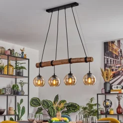 hofstein Koyoto Suspension, Boule lumineuse, Suspension Écru, Noir, 4 lumières