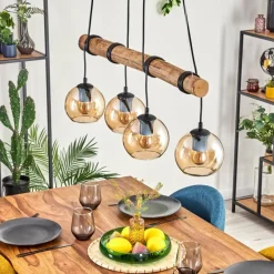 hofstein Koyoto Suspension, Boule lumineuse, Suspension Écru, Noir, 4 lumières