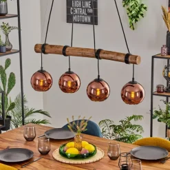 hofstein Koyoto Suspension, Boule lumineuse, Suspension Écru, Noir, 4 lumières