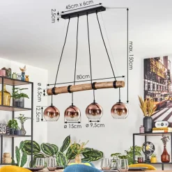 hofstein Koyoto Suspension, Boule lumineuse, Suspension Écru, Noir, 4 lumières