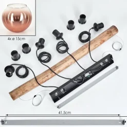 hofstein Koyoto Suspension, Boule lumineuse, Suspension Écru, Noir, 4 lumières