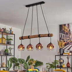 hofstein Koyoto Suspension, Boule lumineuse, Suspension Écru, Noir, 4 lumières