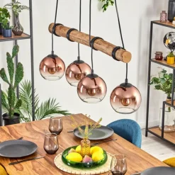 hofstein Koyoto Suspension, Boule lumineuse, Suspension Écru, Noir, 4 lumières