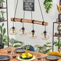 hofstein Koyoto Suspension, Boule lumineuse, Suspension Écru, Noir, 4 lumières