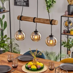 Style Boho-Chic-hofstein Koyoto Suspension, Boule lumineuse, Suspension Écru, Noir, 3 lumières