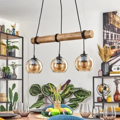 Style Boho-Chic-hofstein Koyoto Suspension, Boule lumineuse, Suspension Écru, Noir, 3 lumières