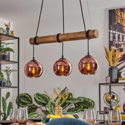 hofstein Koyoto Suspension, Boule lumineuse, Suspension Écru, Noir, 3 lumières