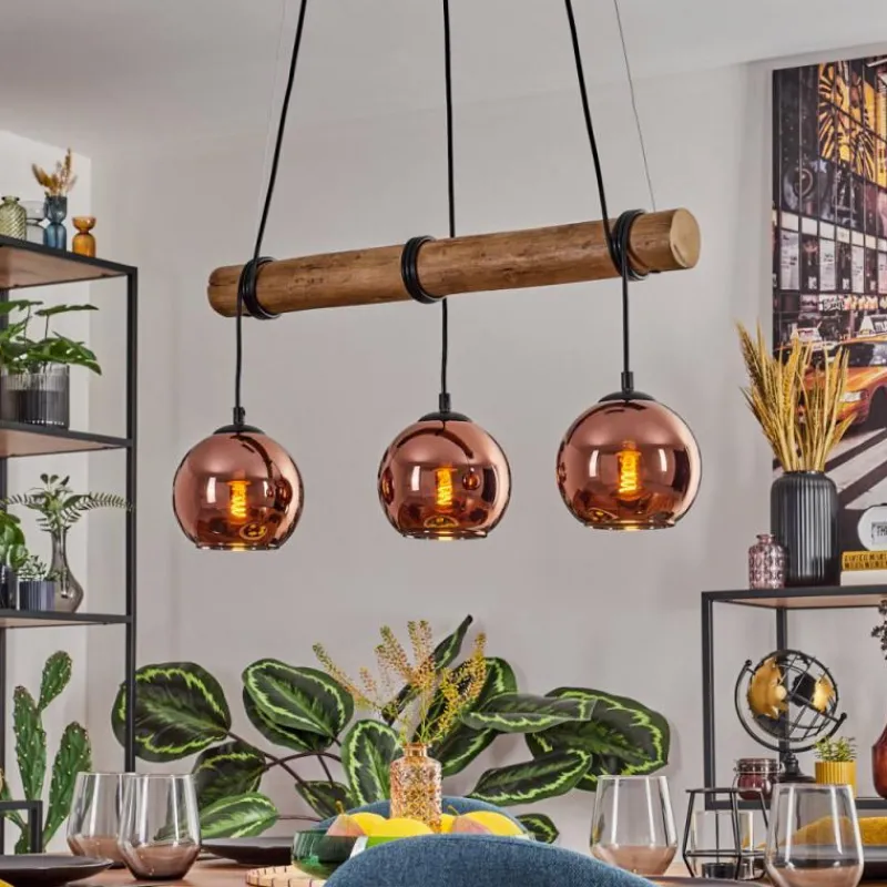 hofstein Koyoto Suspension, Boule lumineuse, Suspension Écru, Noir, 3 lumières