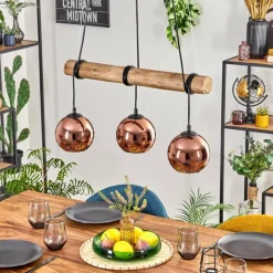 hofstein Koyoto Suspension, Boule lumineuse, Suspension Écru, Noir, 3 lumières