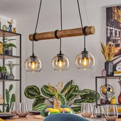 hofstein Koyoto Suspension, Boule lumineuse, Suspension Écru, Noir, 3 lumières