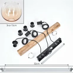 hofstein Koyoto Suspension, Boule lumineuse, Suspension Écru, Noir, 3 lumières